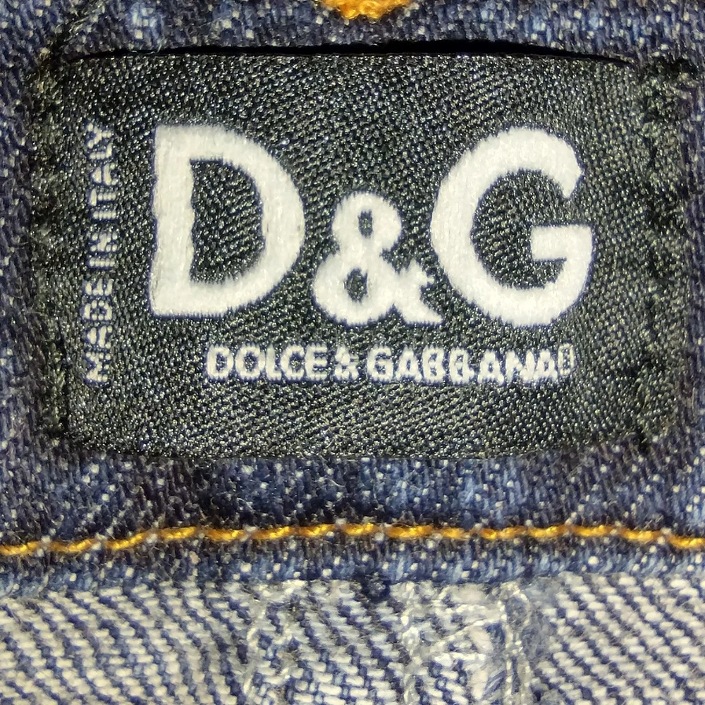 Dolce & Gabbana D&G Dark Wash Distressed Denim Mini Skirt Small Designer Trendy